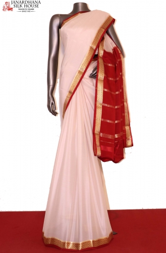 Contrast Classic Pure Mysore Crepe Silk Saree